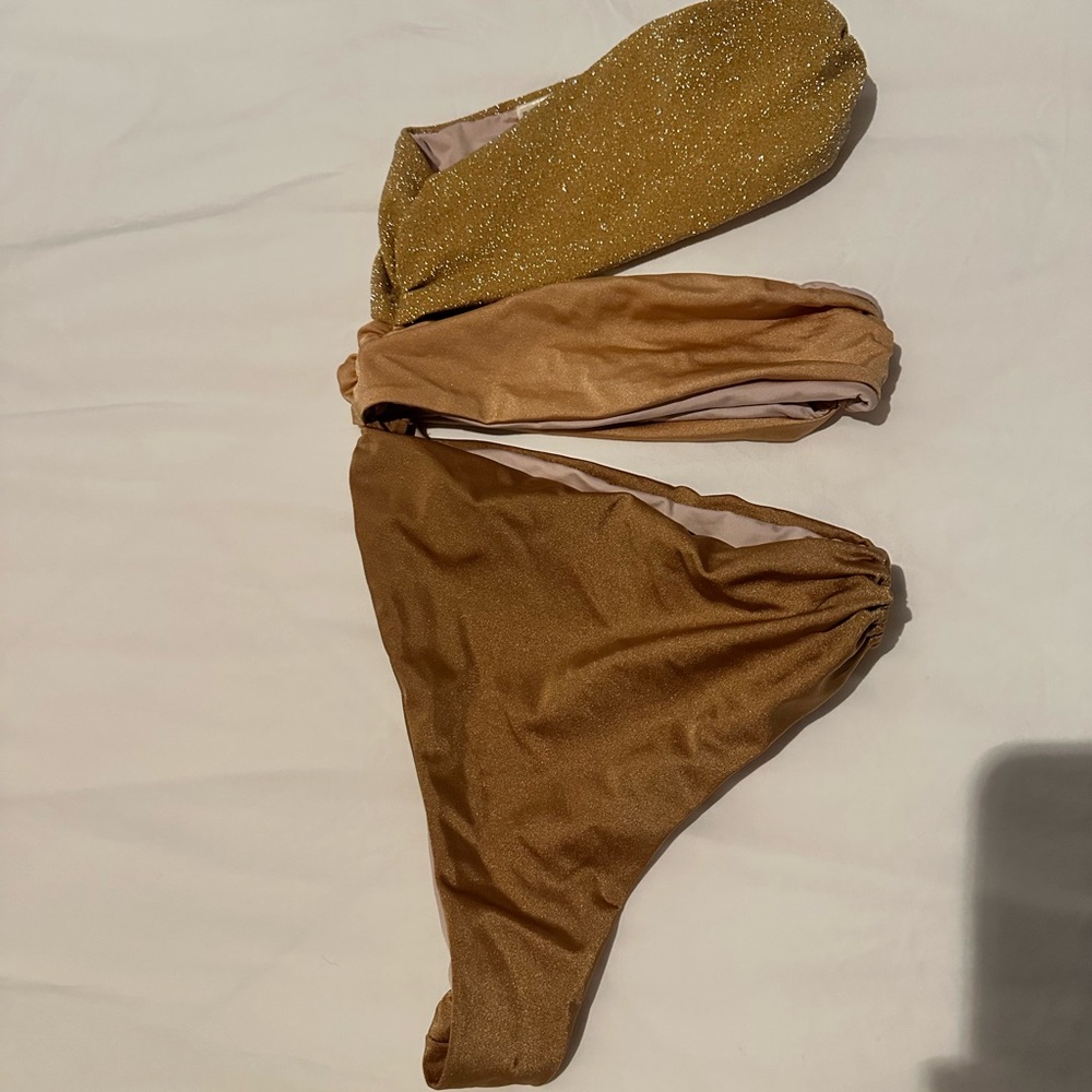 Baobab Gold Shimmer One Piece Swimsuit Size Small